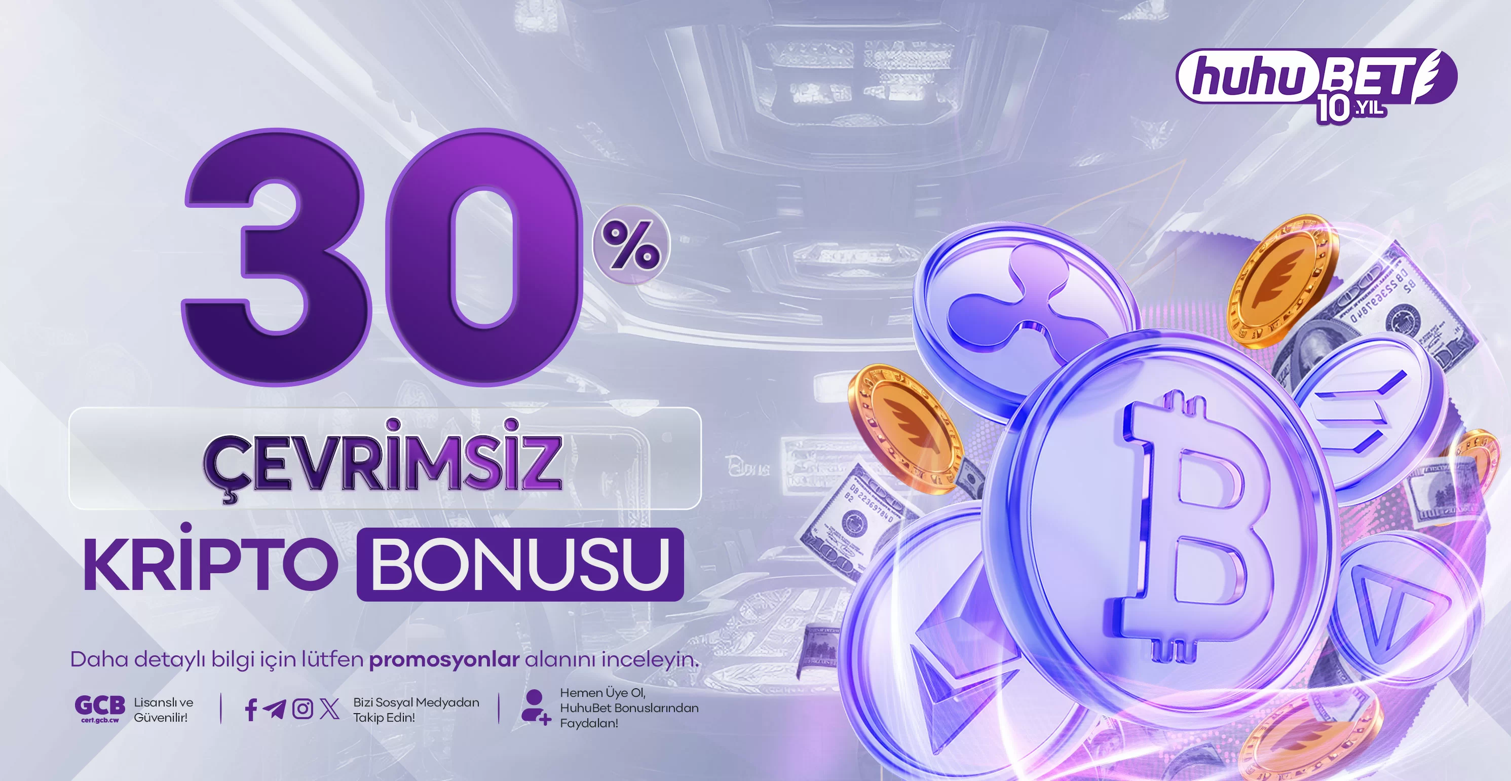HuhuBet — cevrimsiz-kripto-bonusu kampanya görseli